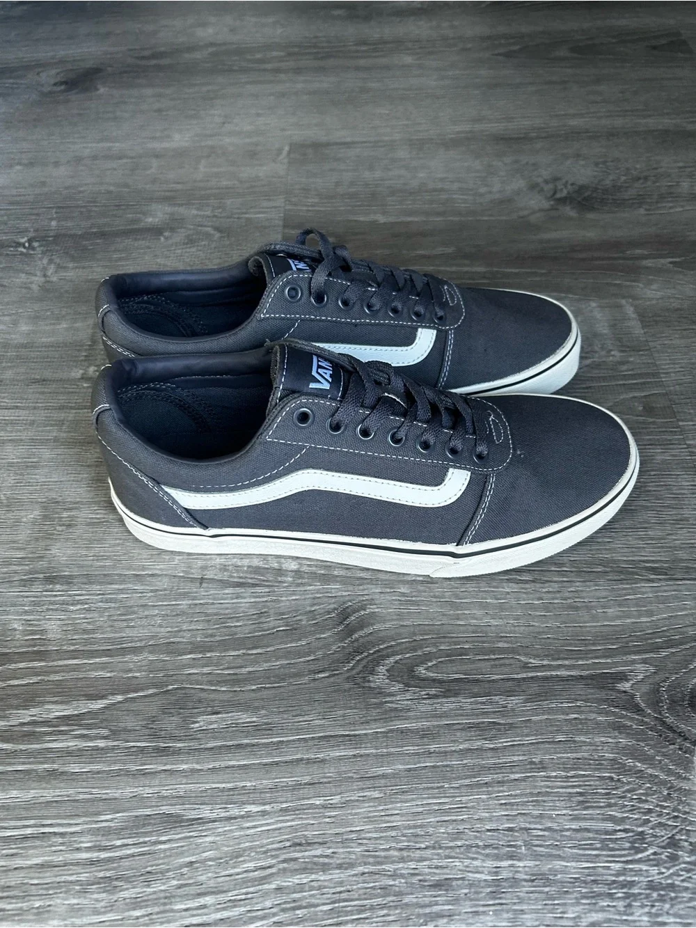 Vans Charcoal Low-Top Skate Sneakers with White Stripe